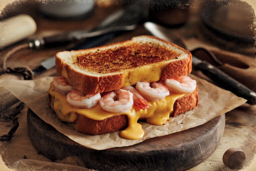 Cheesy Garlic Bread Shrimp Grilled Cheese